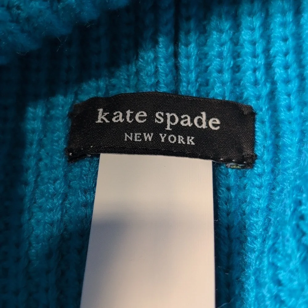 Kate Spade New York Spade Cuff Wool Blend Beanie in Bright Cerulean